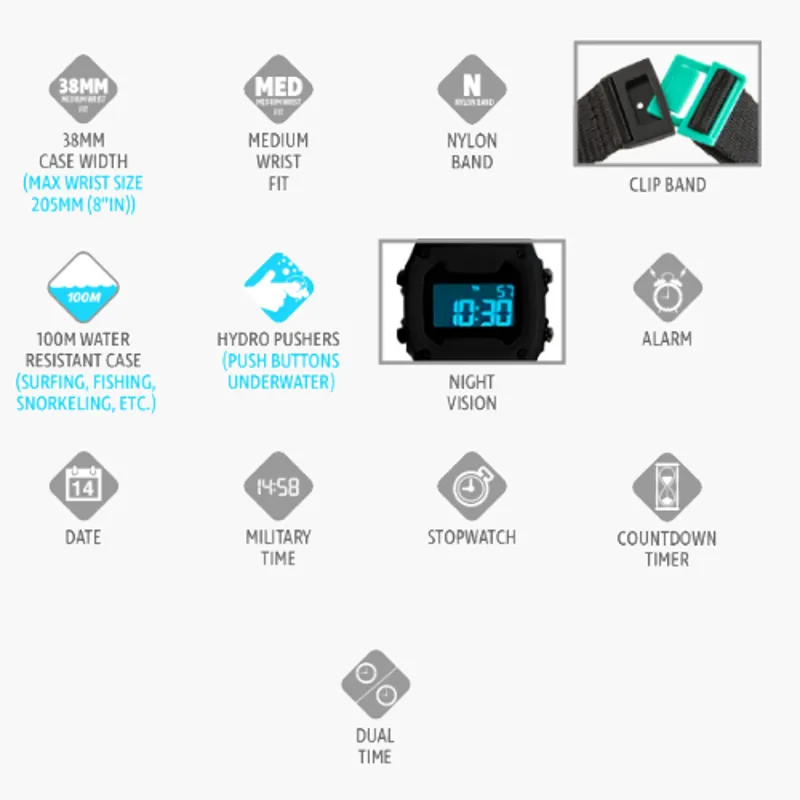 Freestyle Shark Watch Clip Blue Hibiscus-3